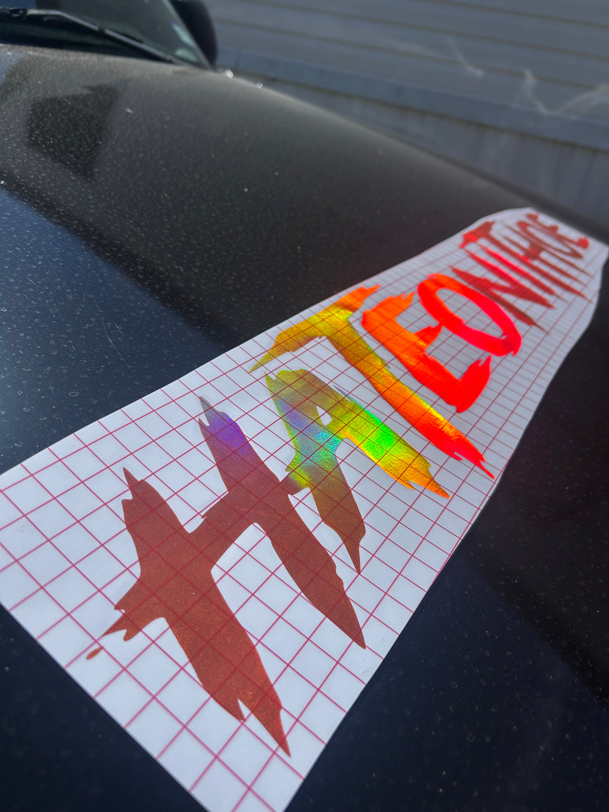 Big 36" Orange Holographic Windshield Decal