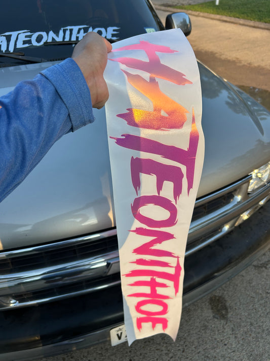 Big 36" Pink Holographic Windshield Decal